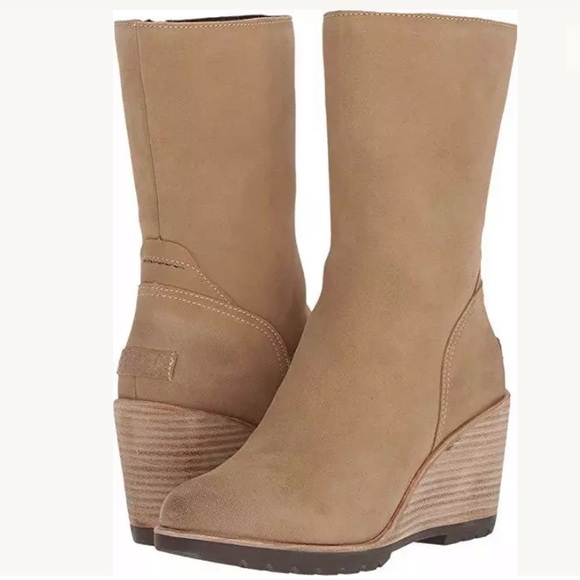 sorel after hours mid top waterproof suede boot